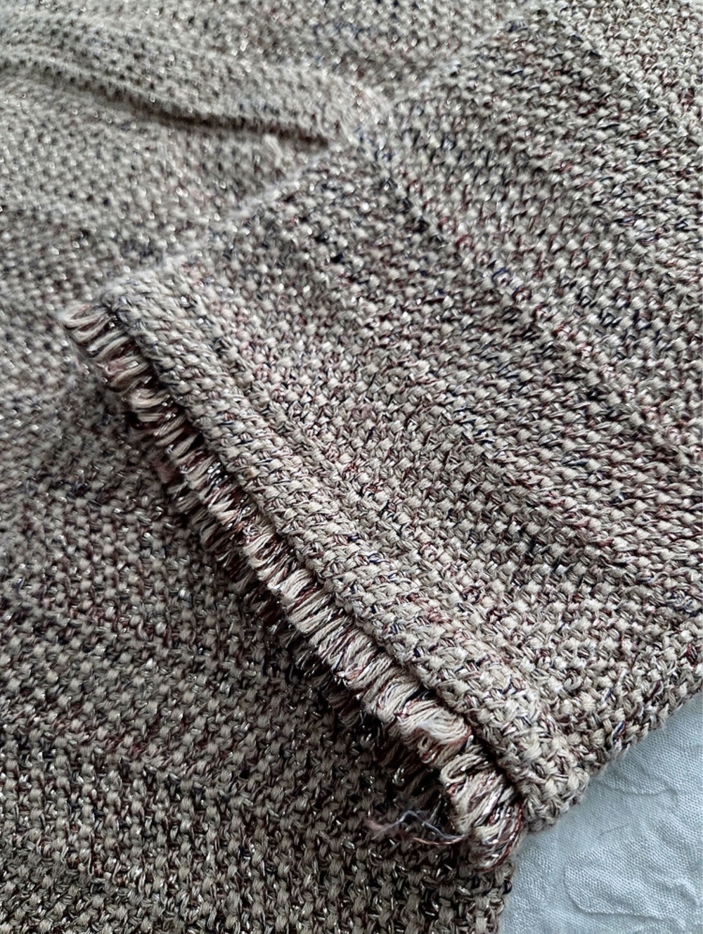 Chico's Metallic Tweed Sweater Blazer, Super Soft Layering Piece Tan & Gold LG - Picture 10 of 16
